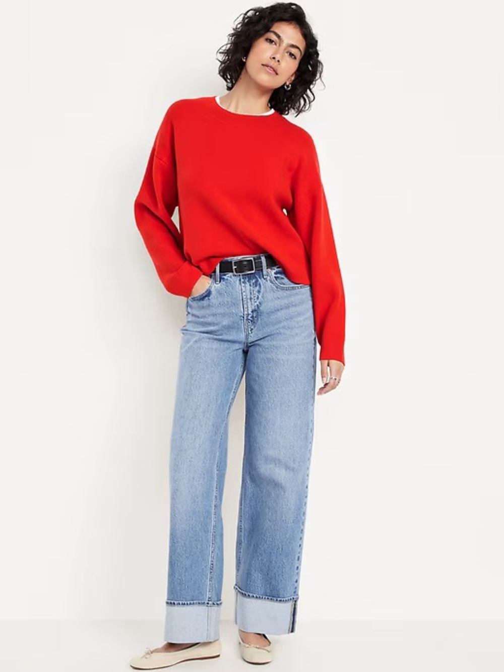 Old Navy Extra High-Waisted Cuffed Wide-Leg Jeans
